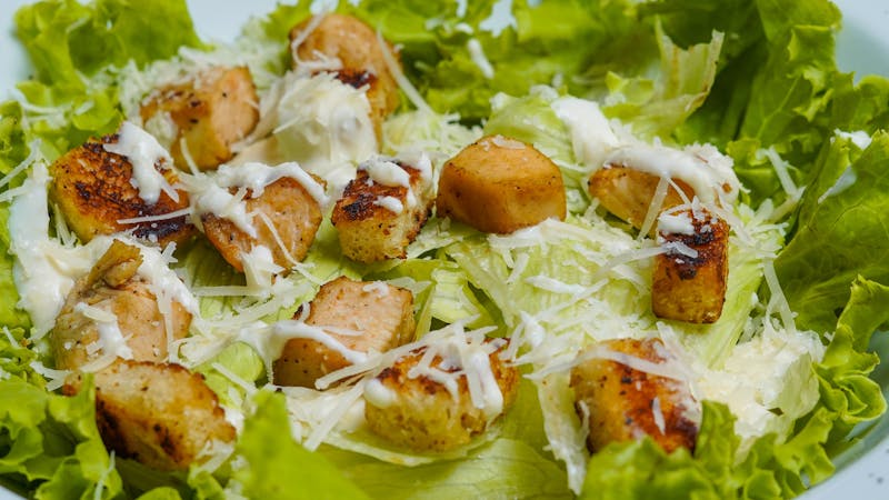 Caesar salad with crispy croutons and parmesan