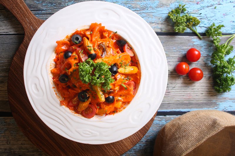 Italian pasta salad with fresh ingredients